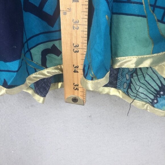 Vintage The African Village Tunic Womens Large Blue Gold Ethnic Tribal Artsy NEW - Picture 5 of 16
